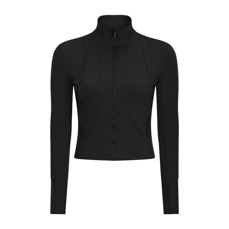 Women's standing collar sports jacket with long sleeve Yoga coat