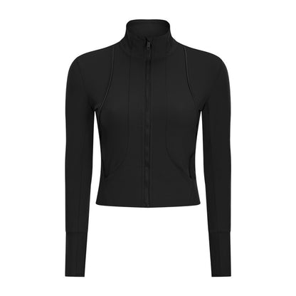 Women's standing collar sports jacket with long sleeve Yoga coat