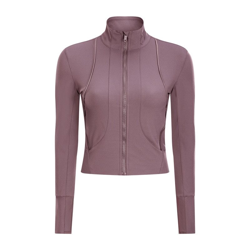 Women's standing collar sports jacket with long sleeve Yoga coat