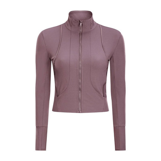 Women's standing collar sports jacket with long sleeve Yoga coat