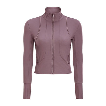 Women's standing collar sports jacket with long sleeve Yoga coat