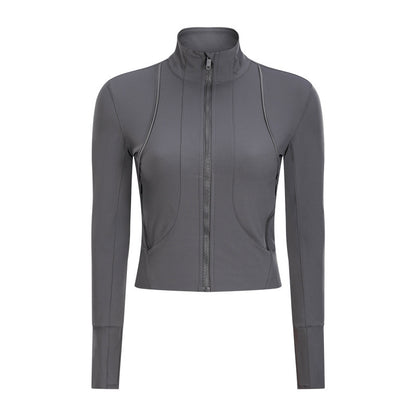 Women's standing collar sports jacket with long sleeve Yoga coat