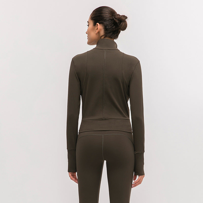 Women's standing collar sports jacket with long sleeve Yoga coat