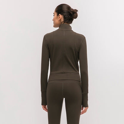 Women's standing collar sports jacket with long sleeve Yoga coat