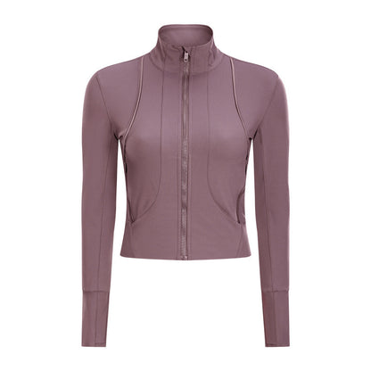 Women's standing collar sports jacket with long sleeve Yoga coat