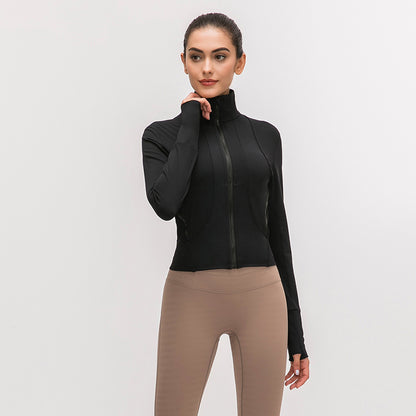 Women's standing collar sports jacket with long sleeve Yoga coat