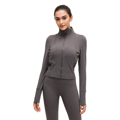 Women's standing collar sports jacket with long sleeve Yoga coat
