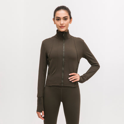 Women's standing collar sports jacket with long sleeve Yoga coat